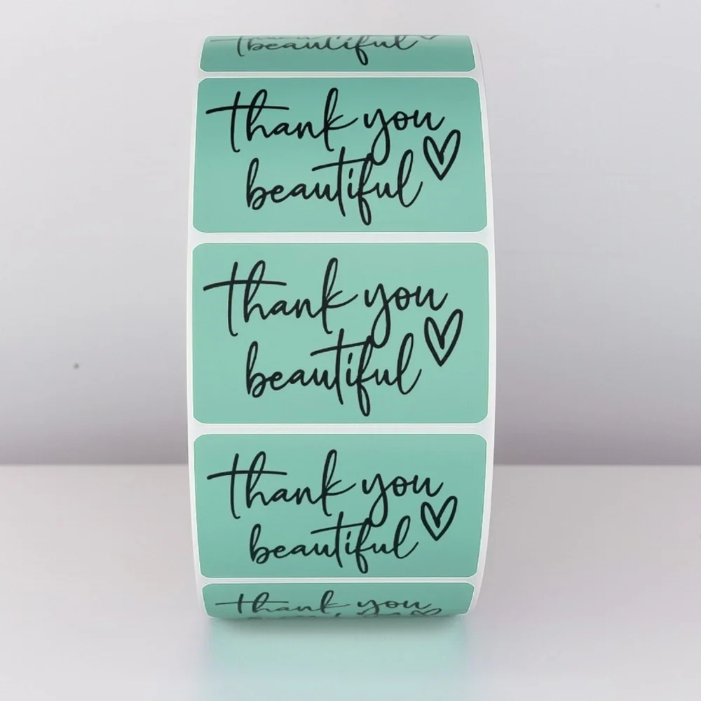 Thank You Beautiful Stickers | Pink Heart Labels for Small Business Packaging